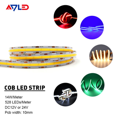 12V 24V không chấm COB LED Dải ánh sáng Chip linh hoạt trên bo mạch có thể thay đổi độ sáng 10mm