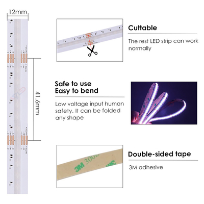 UL được liệt kê Đèn LED dải chống nước Dải đèn LED linh hoạt DC24V Dotless RGB CCT COB