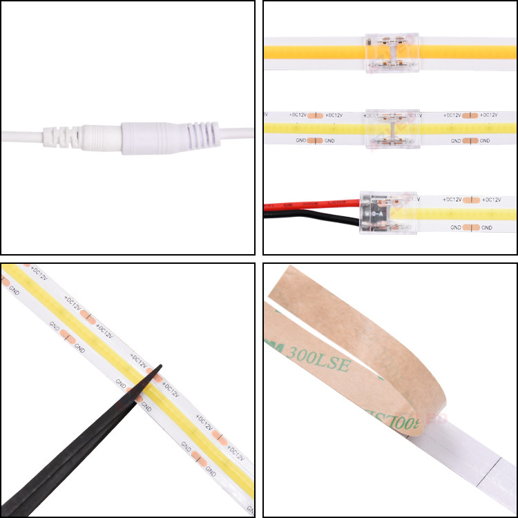 UL Flexible LED Strip Famous Chip 24V Ultra Thin Silicone 10mm PCB board IP20 528 đèn LED cob