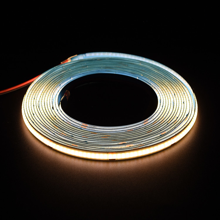 Mật độ cao không chấm 480Leds linh hoạt COB Strip Light COB LED Strip 5Meters / Reel 8MM 12V/24V